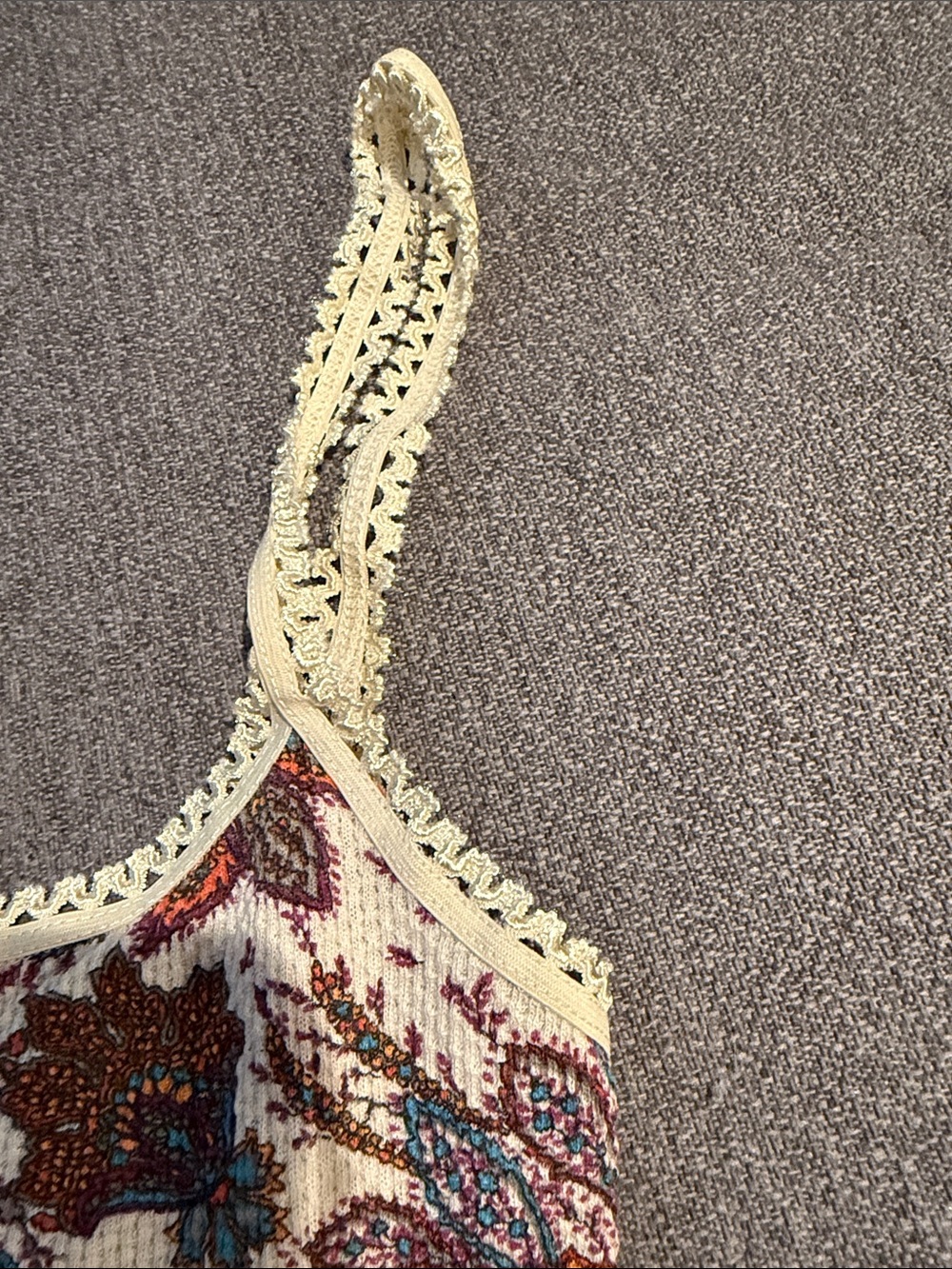 Free people vintage Knit tank Cream Base with Multicolor Floral Print - Picture 5 of 6